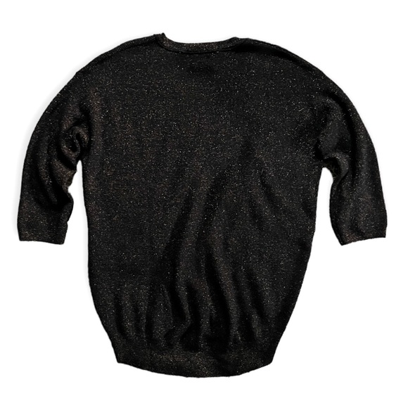 Gorgeous Wilfred Brown w/Copper Metallic Threads Silk/Cashmere V-Neck Sweater, M - Picture 2 of 7